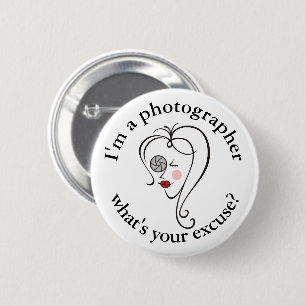 Female photographer 6 cm round badge