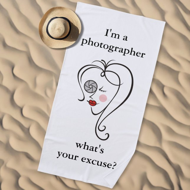 Female photographer beach towel (Creator Uploaded)