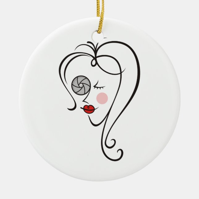 Female Photographer Ceramic Tree Decoration (Front)