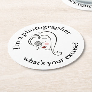 Female Photographer Round Paper Coaster