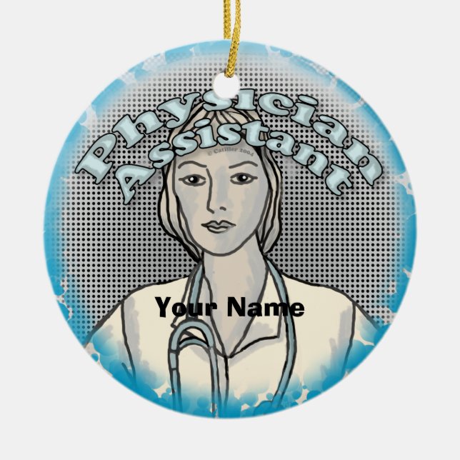 Female Physician Assistant Ceramic Tree Decoration (Front)