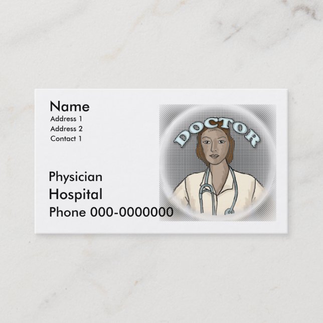 Female Physician custom name Business Cards (Front)