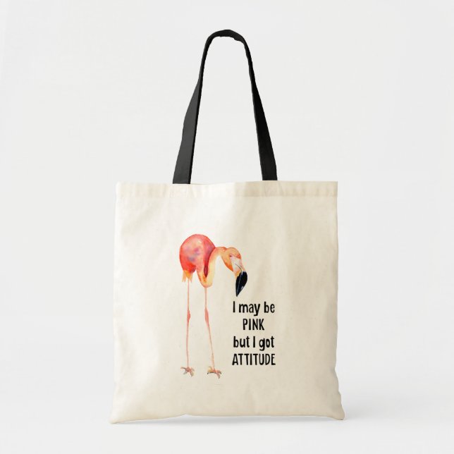 Female Pink Flamingo with Attitude Tote Bag (Front)
