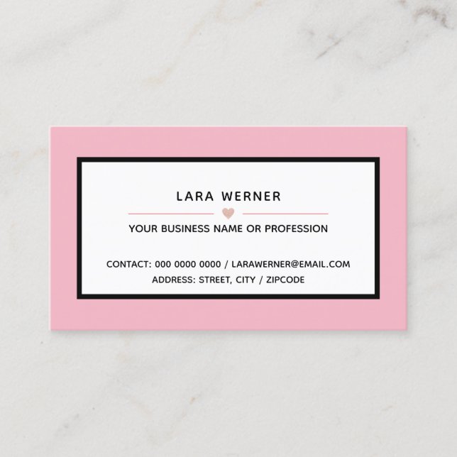 female pink modern rectangular professional business card (Front)