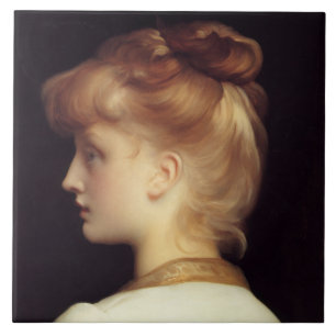 Female Portrait From Behind (by Frederic Leighton) Tile