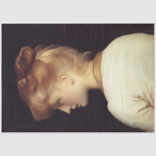 Female Portrait From Behind (by Frederic Leighton) Tissue Paper (Front)