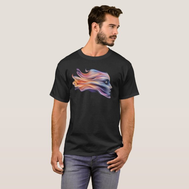 Female Profile Flow in Cosmic Colours T-Shirt (Front Full)