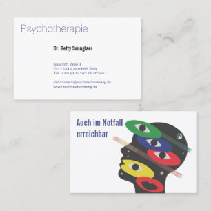 female psychologists blue accents business card