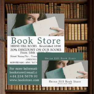 Female Reader, Book Store Advertising Flyer