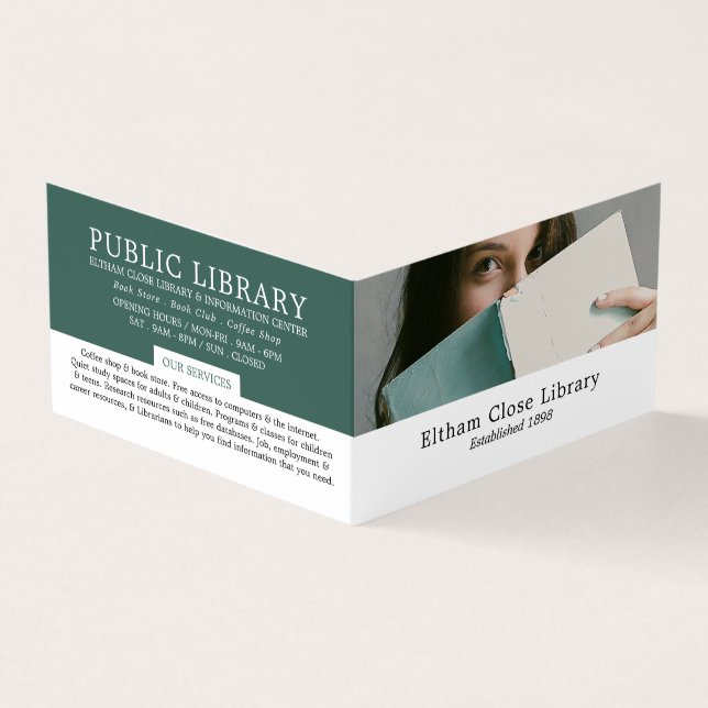 Female Reader, Library, Librarian Detailed Business Card (Outside)