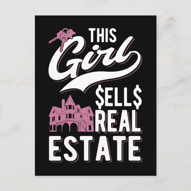 Female Real Estate Agent Funny Broker Girl Postcard (Front)