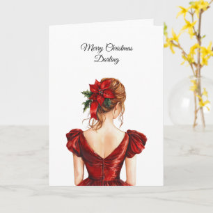 Female Red Dress Christmas   Card