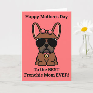 Female Red Fawn French Bulldog Mother's Day Card