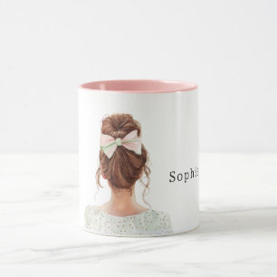 Female Redhead Pink Bow Mug