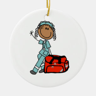 Female Respiratory Therapist or EMT Ceramic Tree Decoration