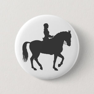 female riding horse  - Choose background color 6 Cm Round Badge