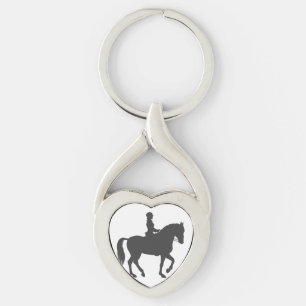 female riding horse  - Choose background color Key Ring
