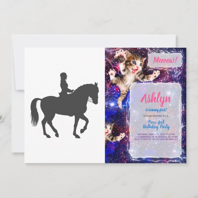 female riding horse  - Choose background colour Invitation (Front)