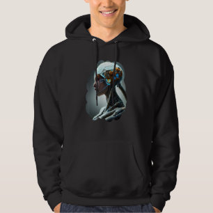 Female Robot Sci Fi Cyborg Unique Futuristic Digit Hoodie