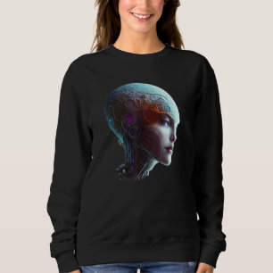 Female Robot Sci Fi Cyborg Unique Futuristic Digit Sweatshirt