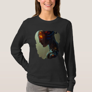 Female Robot Sci Fi Cyborg Unique Futuristic Digit T-Shirt
