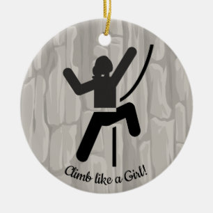 Female Rock Climber Ornament