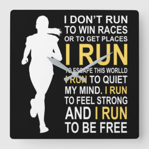 Female Runner Girl Women I Don't Run To Win Races Square Wall Clock