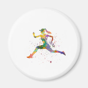 Female runner in watercolor magnet