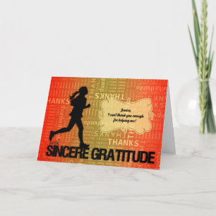 Female Runner Sports Themed Thank You Card
