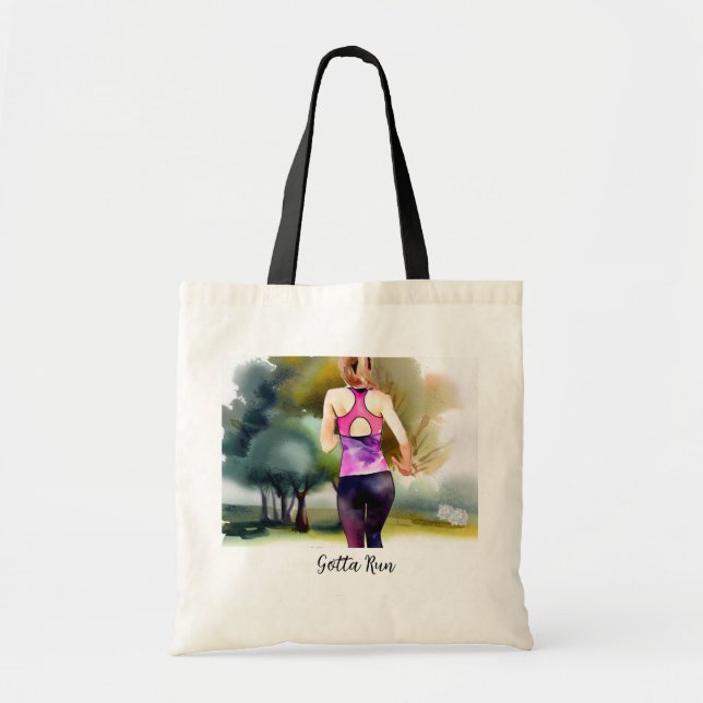 Female Running in the Park Tote Bag (Front)