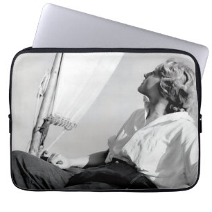 Female Sailor Black and White Photo Laptop Sleeve