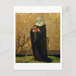 Female Saint with a Stag (oil on panel) Postcard