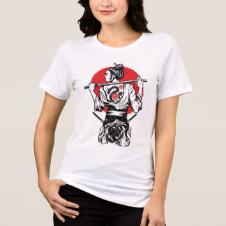 Female Samurai Warrior – Dragon Rose Tattoo Japane Tri-Blend Shirt