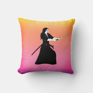 Female Samurai Warrior with Sword Cushion