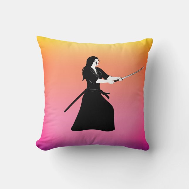 Female Samurai Warrior with Sword Cushion (Front)