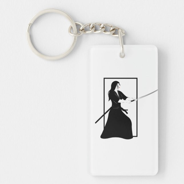 Female Samurai Warrior with Sword Key Ring (Front)