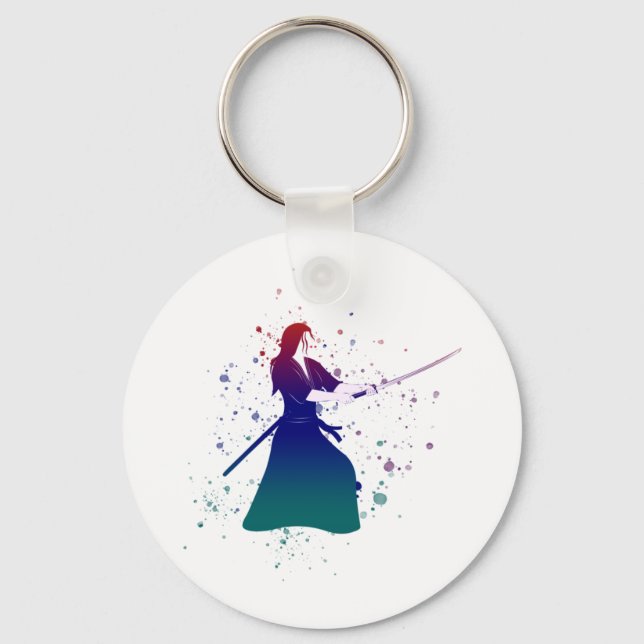 Female Samurai Warrior with Sword Key Ring (Front)