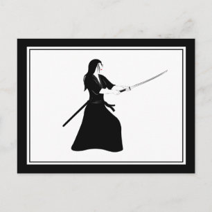 Female Samurai Warrior with Sword Postcard