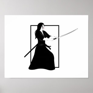 Female Samurai Warrior with Sword Poster