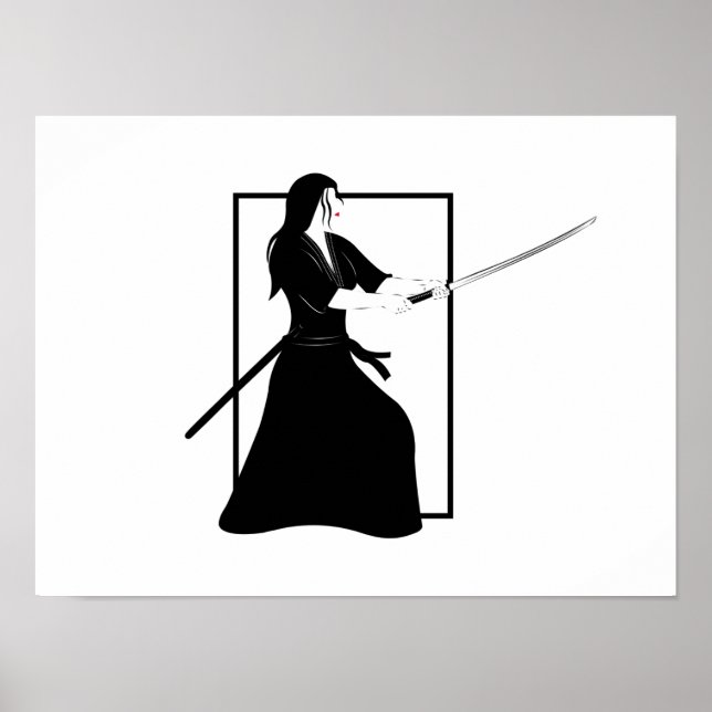 Female Samurai Warrior with Sword Poster (Front)
