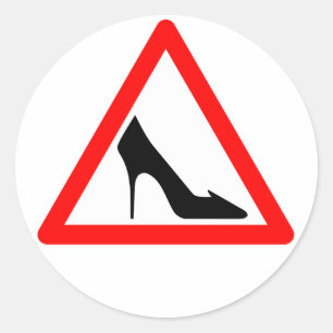 Female Shoe Sign Classic Round Sticker
