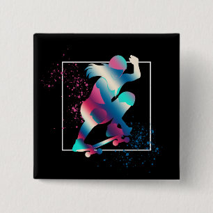 Female Skateboarder 15 Cm Square Badge