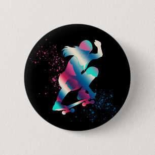 Female Skateboarder 6 Cm Round Badge