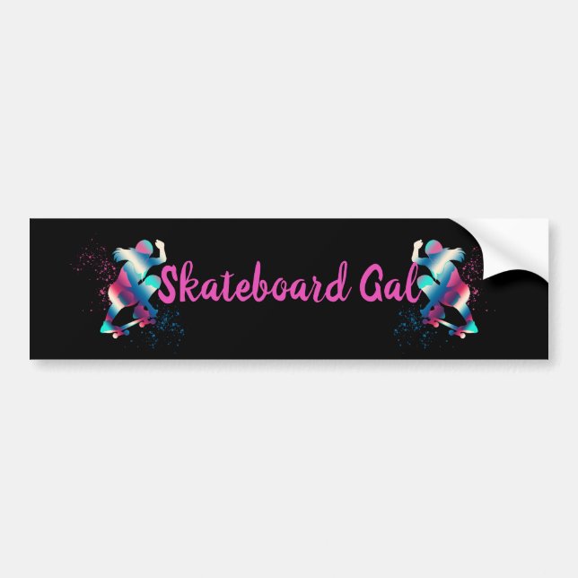 Female Skateboarder Bumper Sticker (Front)