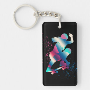 Female Skateboarder Key Ring