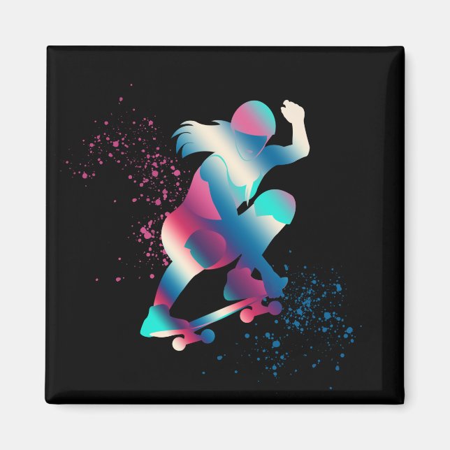 Female Skateboarder Magnet (Front)
