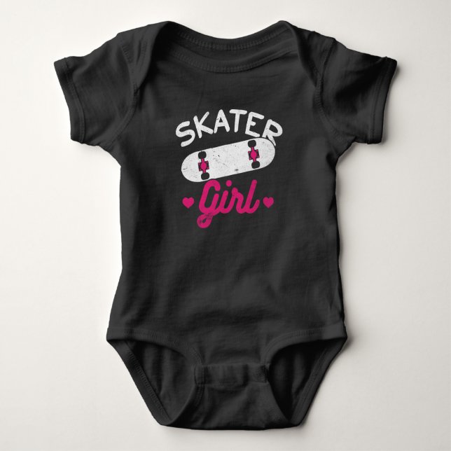 Female Skateboarding Love Skater Girl Baby Bodysuit (Front)