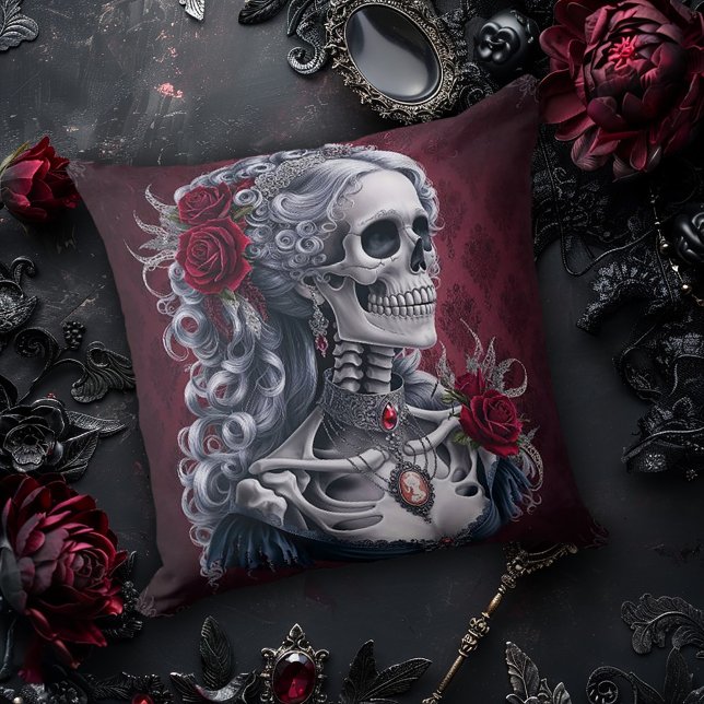 Female Skull Cameo in Red Cushion (Creator Uploaded)