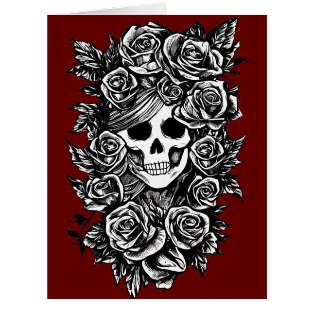 Female Skull Roses Day Of The Dead Art (Front)