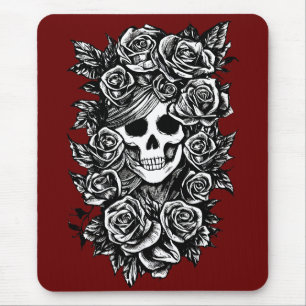 Female Skull Roses Day Of The Dead Art  Mouse Pad